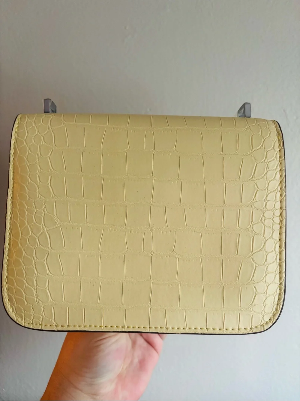 Designer Style Croc-embossed Shoulder Bag with Silver Hardware 19cm DISCOUNT